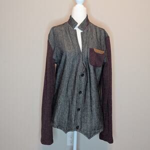 W[dablju:] Wool Blend Button Up Literary Professor Sweater Size XL